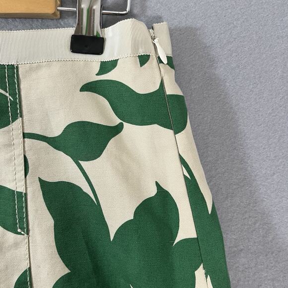 Banana Republic Womens Linen Green Leaf A-Line Knee Length Flared‎ Skirt Size 4 - Picture 6 of 12